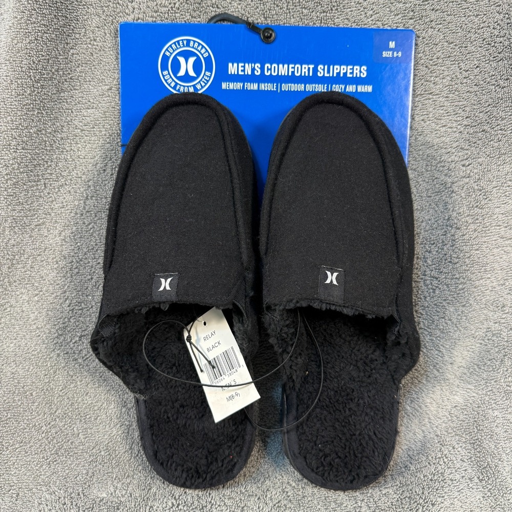 Hurley Mens Memory‎ Foam Med 8-9 Comfort Slippers